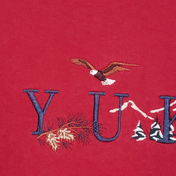 Vintage Yukon Canada Embroidered Eagle Elk Mountains Animal Nature T-shirt - Picture 3 of 10